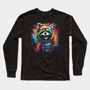 Stellar Blast: Colorful Space Raccoon Adventure Long Sleeve T-Shirt